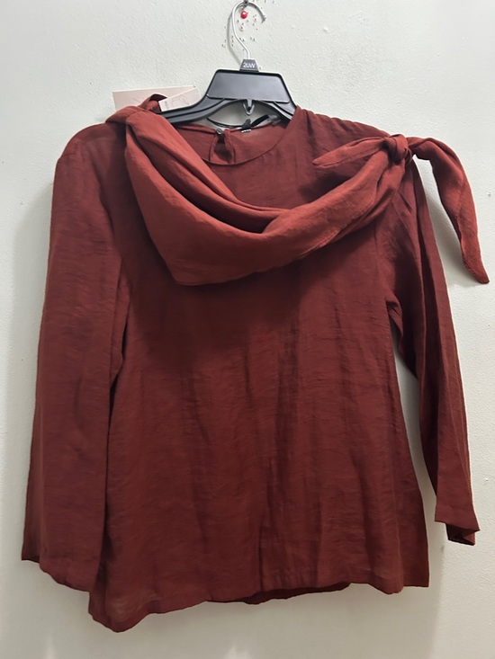 Zara Tops - Women’s Rust Tie-Shoulder Long Sleeve Top multi position